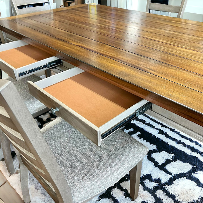 Traditional Style Dining Set In A Two-Tone Cherry Top With Gray