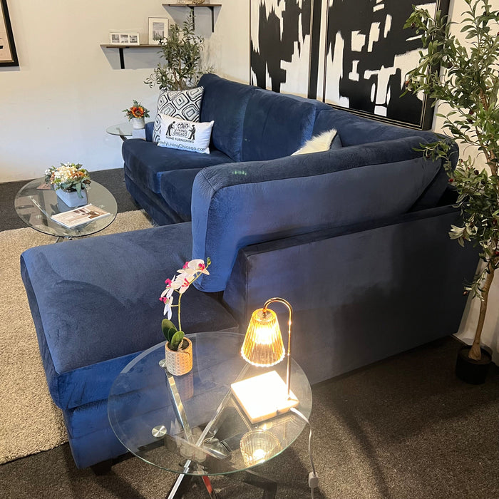 Blue Two Piece Sectional Couch with Chaise