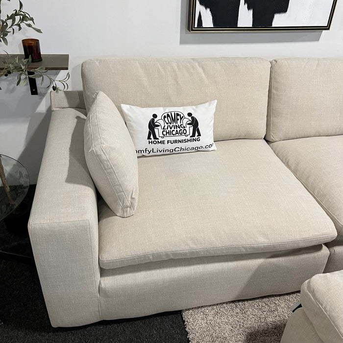 Cream Two Piece Sectional Couch with Chaise