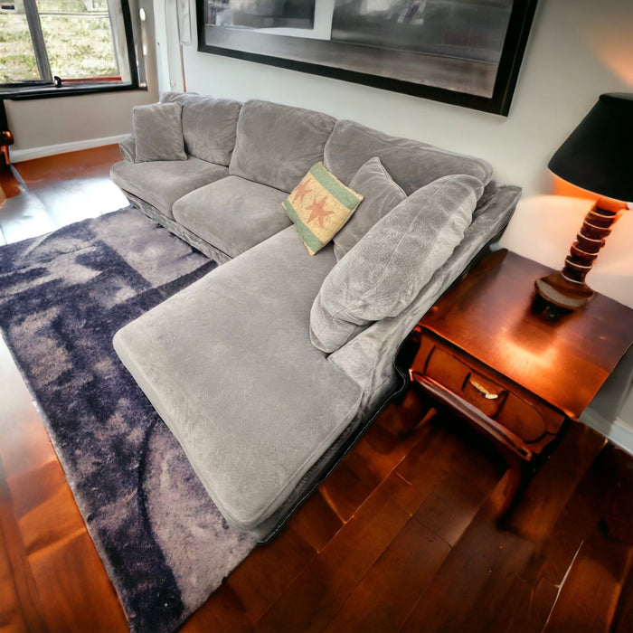 Super Comfy Gray Microfiber Sectional Couch with Right Chaise