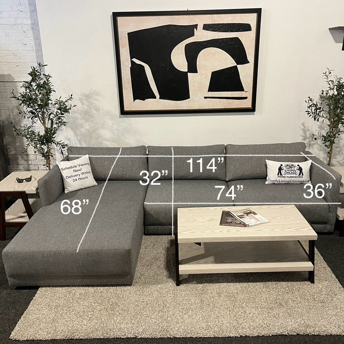 Joss and Main Astra Two Piece Sectional Couch in Gray