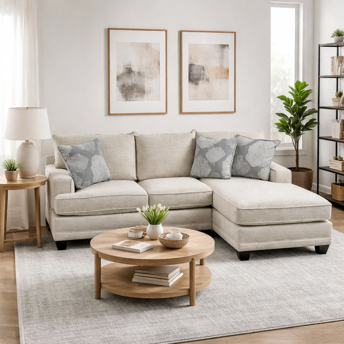 Kennedy Sectional with Right Facing Chaise in Ordona Linen