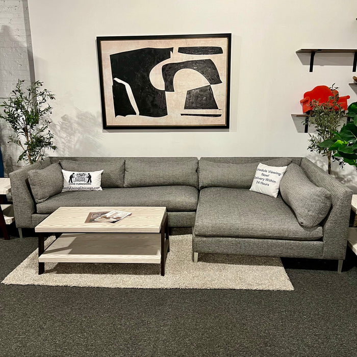 CB2 Decker 2 Piece Sectional Couch in Gray