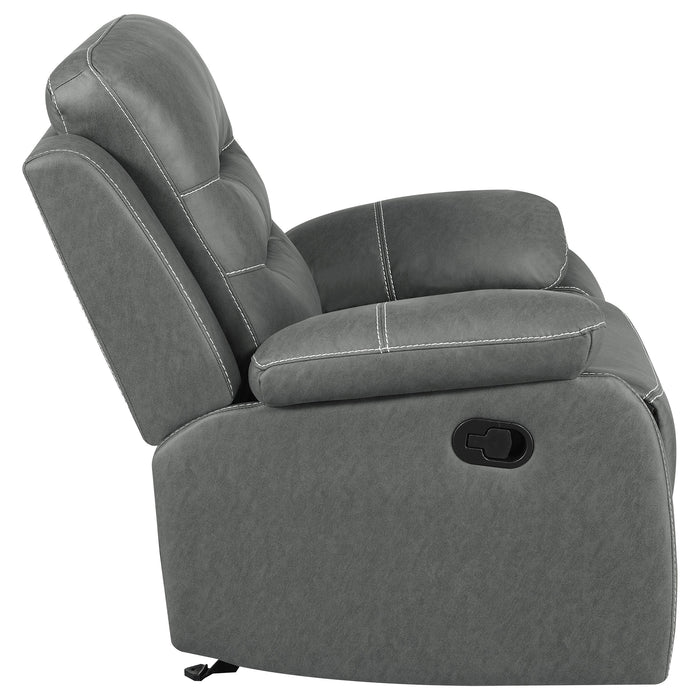 Nova 2-piece Upholstered Motion Reclining Sofa Set Dark Grey