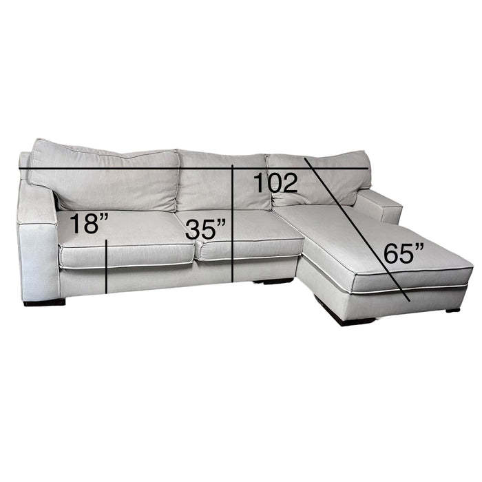 2 Piece Sectional Sofa in Light Gray