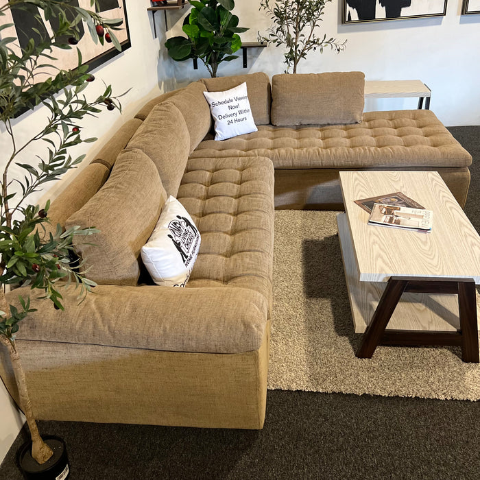 Jonathan Louis Tufted Beige L Shaped Sectional Couch