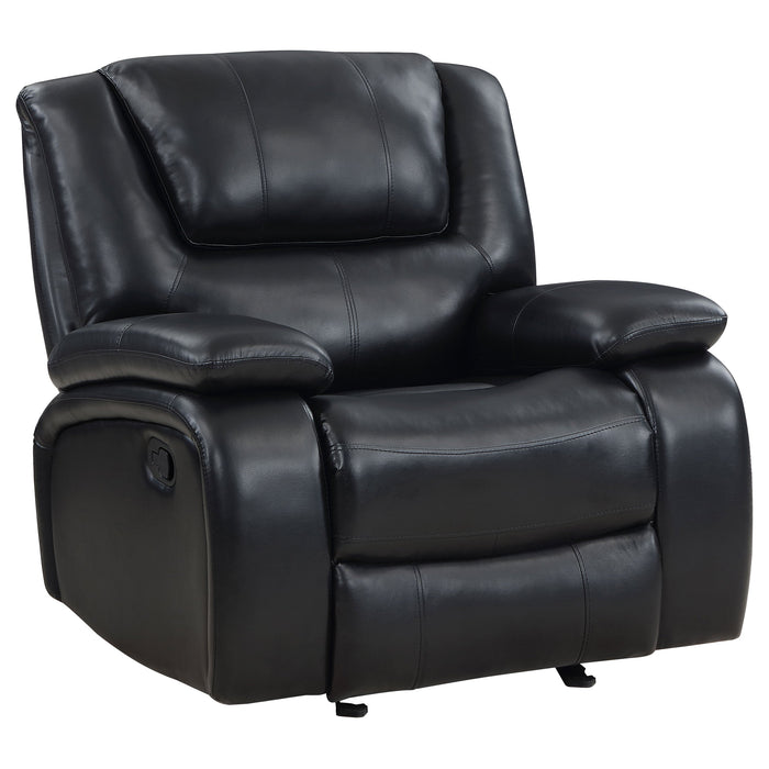 Camila 2-piece Upholstered Motion Reclining Sofa Set Black