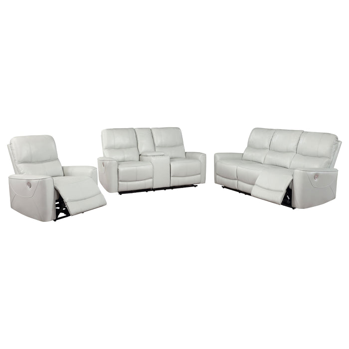 Greenfield 2-piece Upholstered Power Reclining Sofa Set Ivory