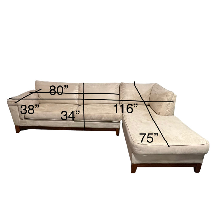 Cream Two Piece Sectional Couch with Left Chaise