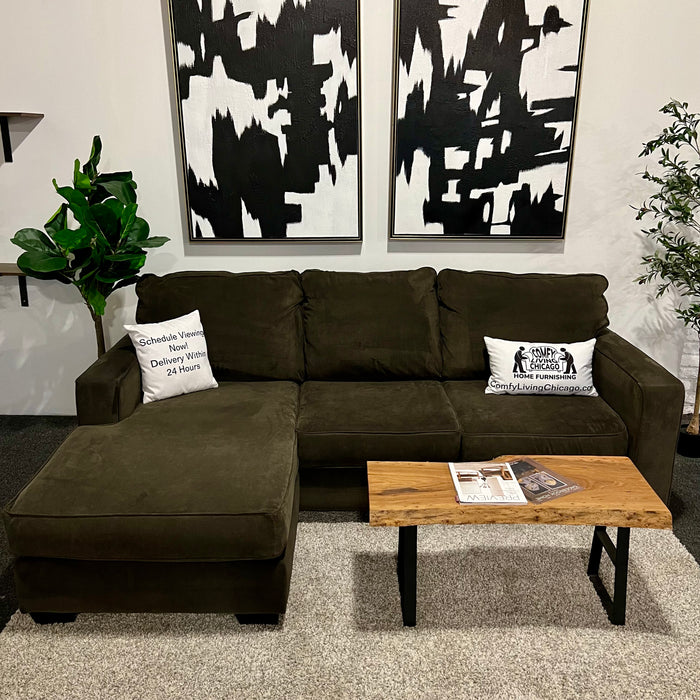 Olive Green Sectional with Reversible Chaise