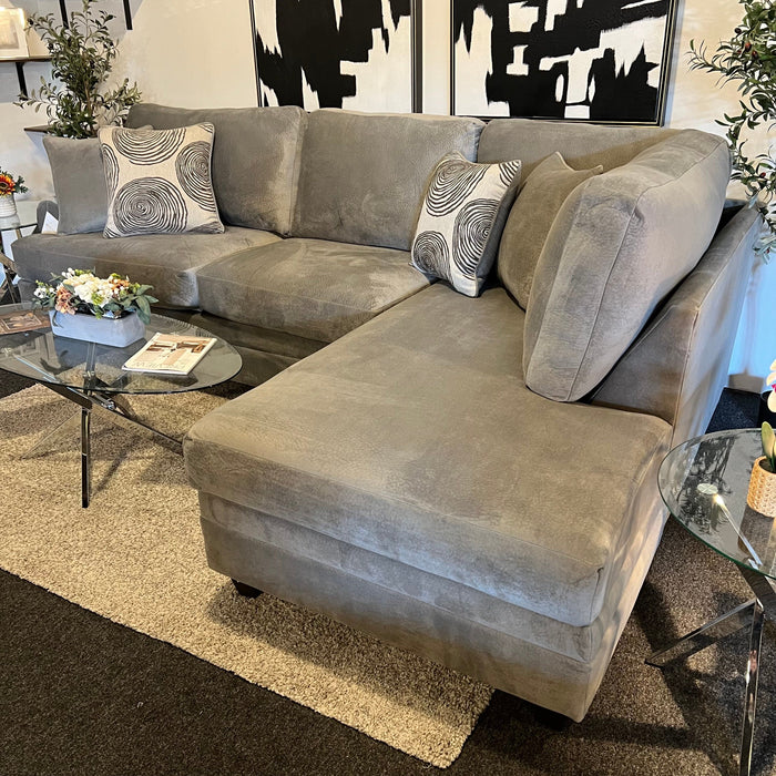 Gray Two Piece Sectional Couch with Right Chaise