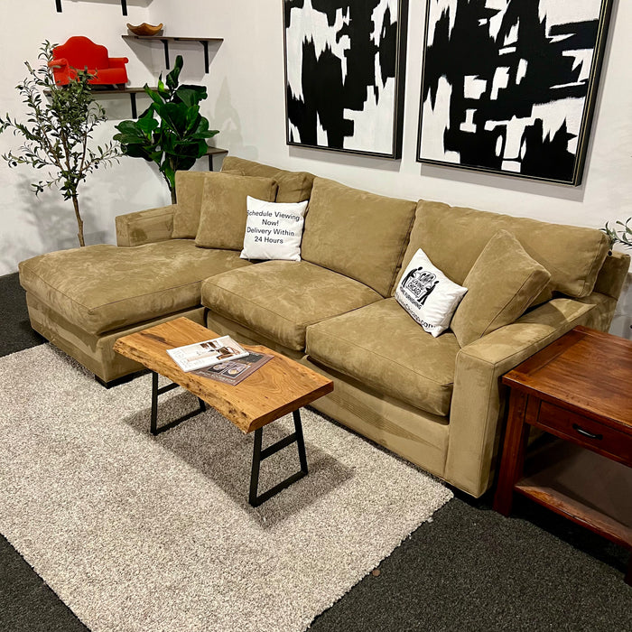 Crate and Barrel Axis Caramel Two Piece Sectional Couch