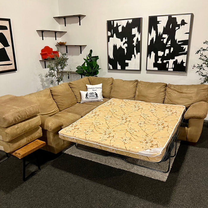 Caramel Jonathan Louis Two Piece Sectional Couch with Full Soze Pullout Mattress