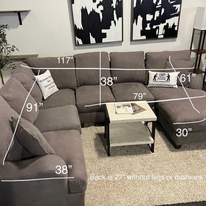 Gray U Shape Sectional with Reversible Chaise