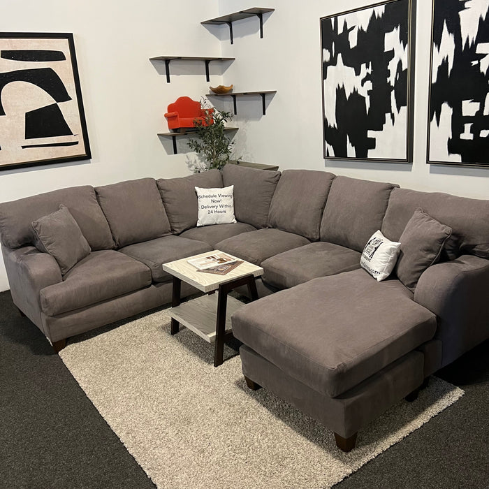 Gray U Shape Sectional with Reversible Chaise