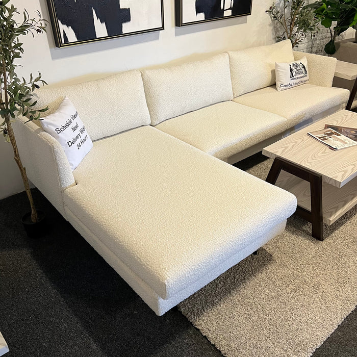 All Modern Miller 2 White Boucle Sectional