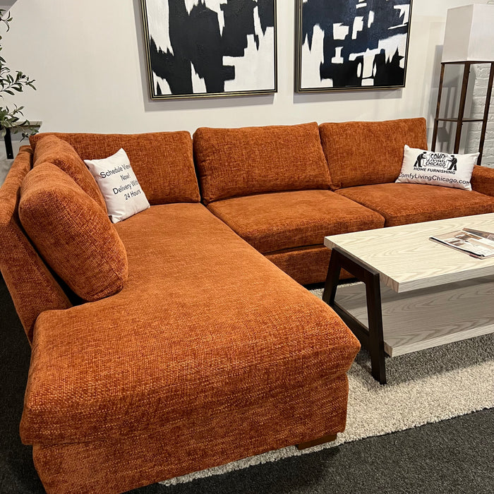 Joybird Orange Sectional with Bumper Chaise