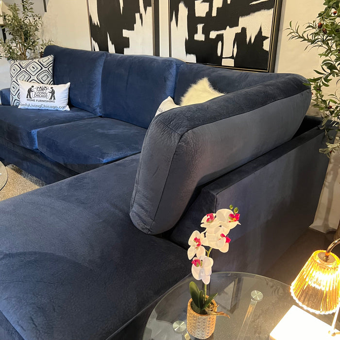 Blue Two Piece Sectional Couch with Chaise