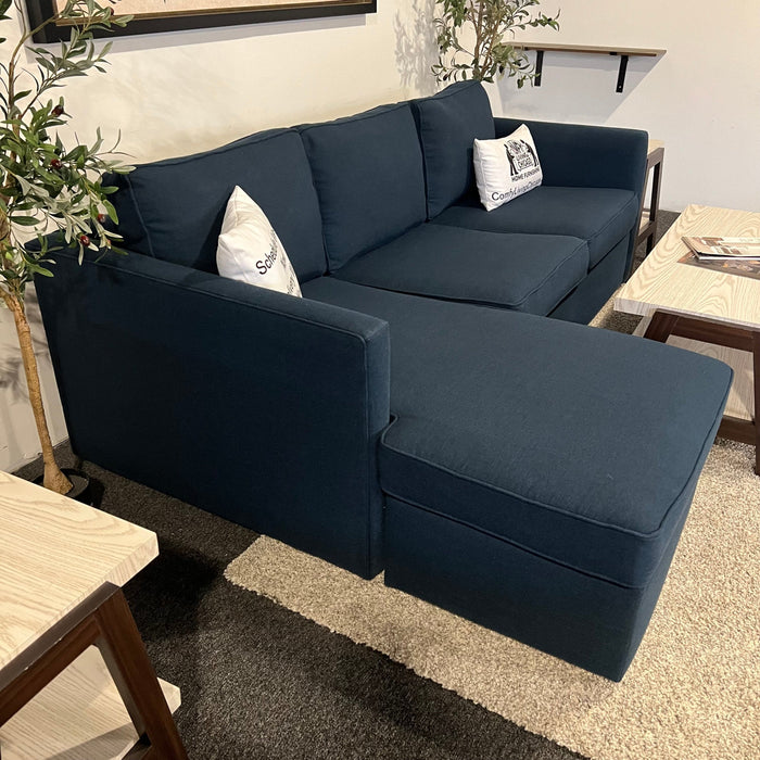 West Elm Sectional Couch with Reversible Chaise in Blue