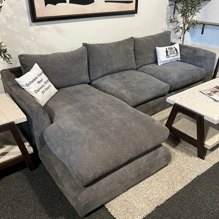 Mario Capasa Feathers Gray Two Piece Sectional Couch