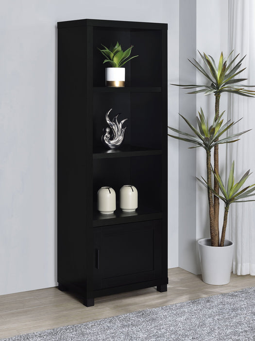 Jupiter 3-shelf Media Tower Bookcase with Storage Cabinet Black