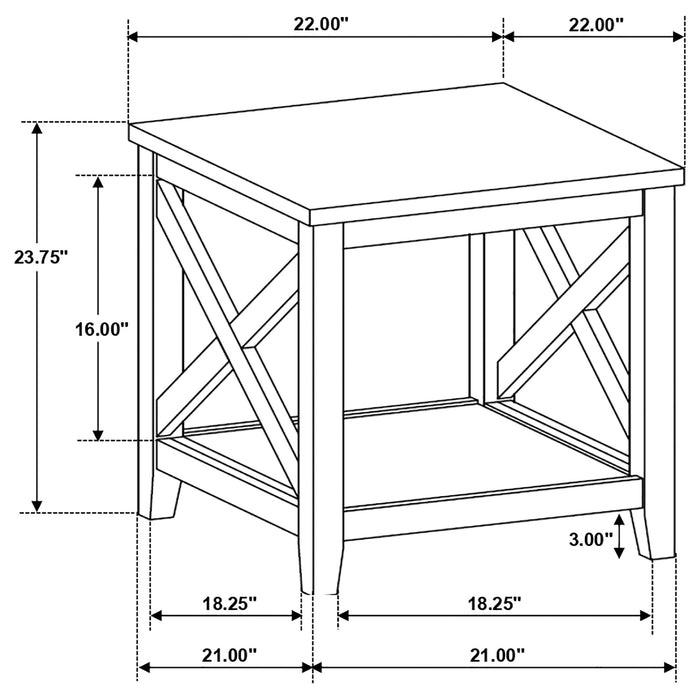 Maisy Square Wooden End Table With Shelf Brown and White