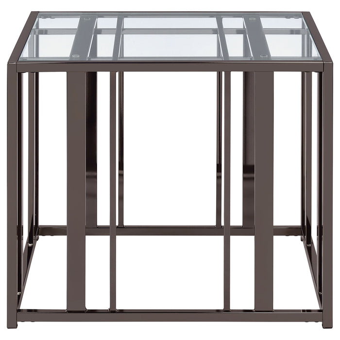 Adri Rectangular Glass Top End Table Clear and Black Nickel