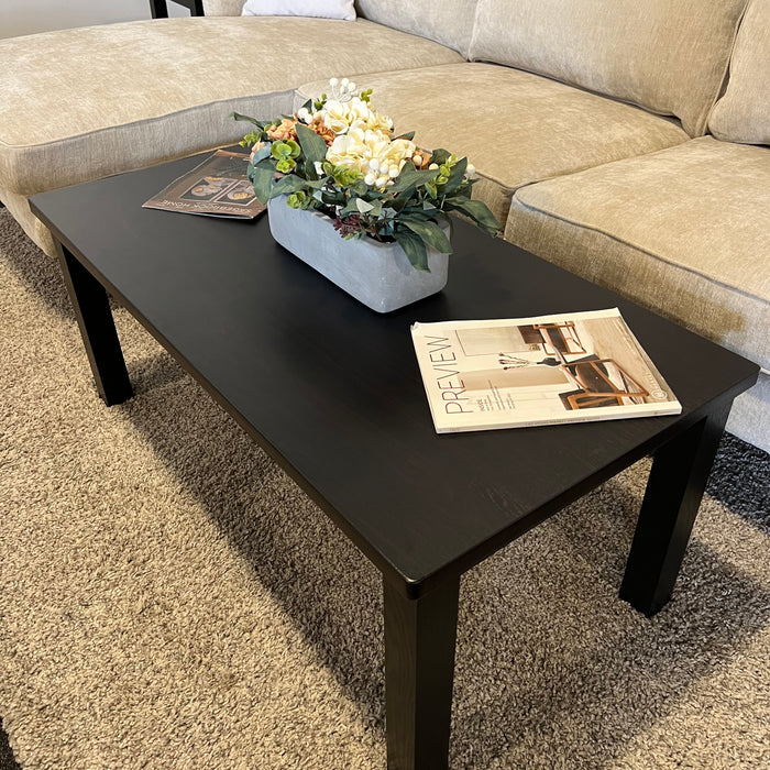 Contemporary Couch and Side Table Set in Black Finish