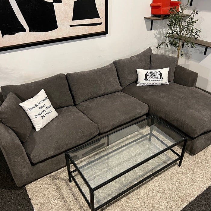 Mario Capasa Feathers Gray Two Piece Sectional Couch