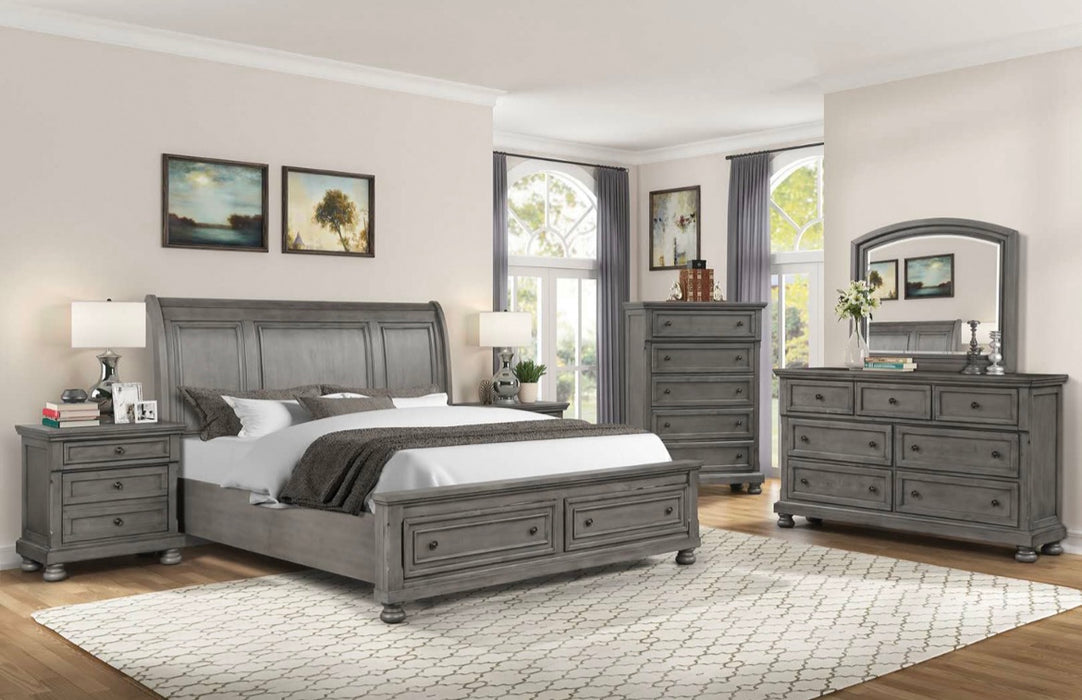 Solid Pine Bedroom Set in Gray Finish