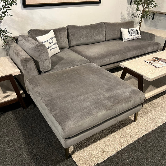 West Elm Andes Three Piece Sectional Couch in Gray