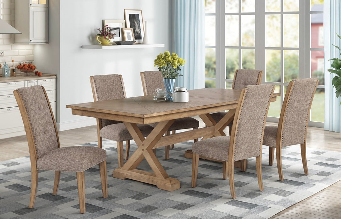 Contemporary Dining Set with a Rustic Blend in a Medium Brown Finish