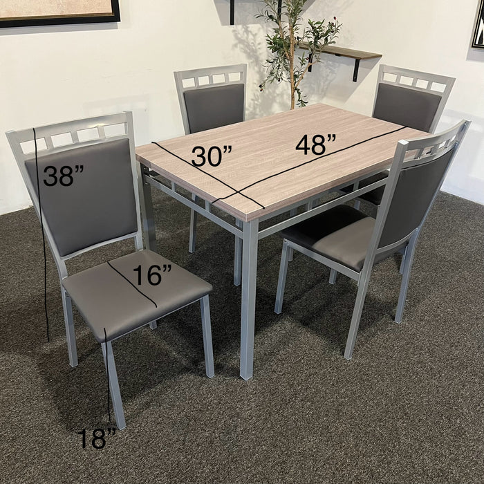 Contemporary Rectangular Dining Set with Weathered Top in Gray