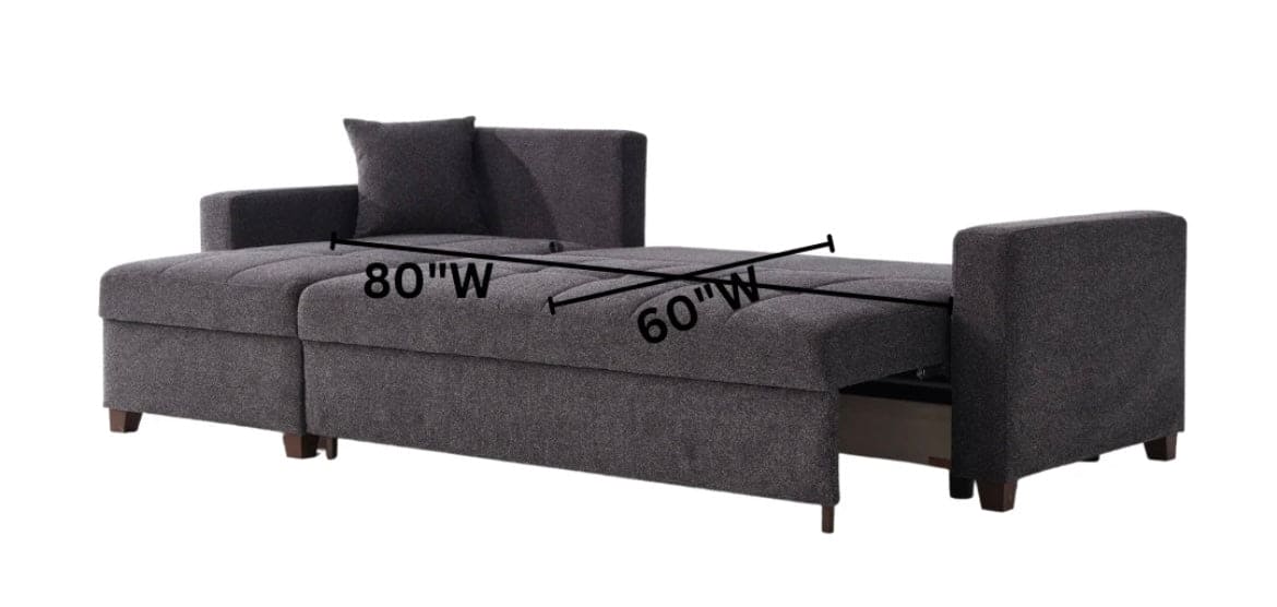 Mocca Sleeper Sectional with Storage Chaise