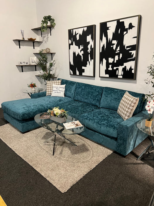 Joybird Anton Sectional Couch in Aqua Blue