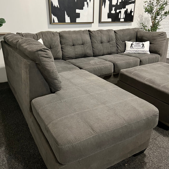 Ashley Tufted Sectional with Ottoman