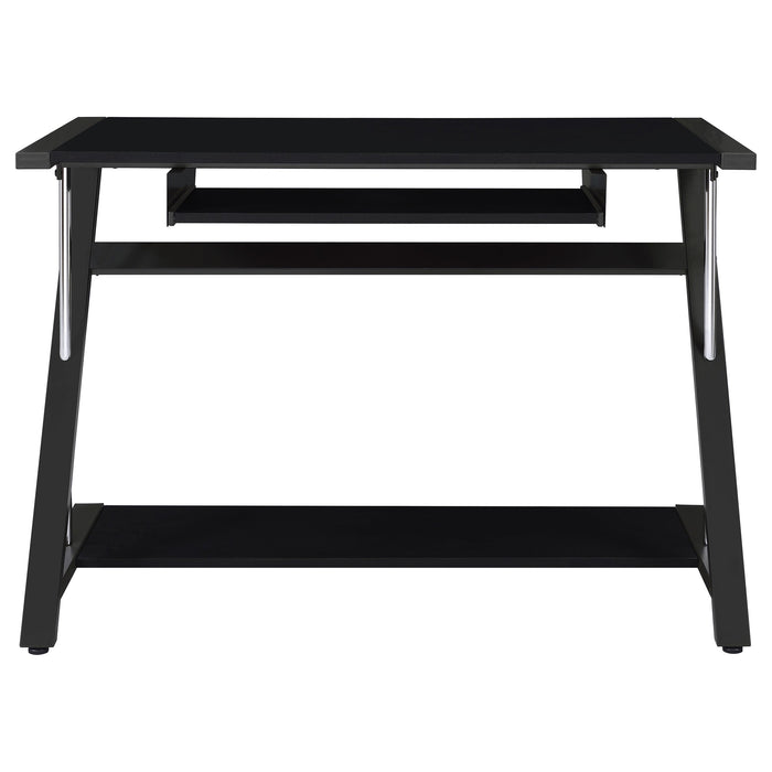 Mallet Computer Desk with Bottom Shelf Black