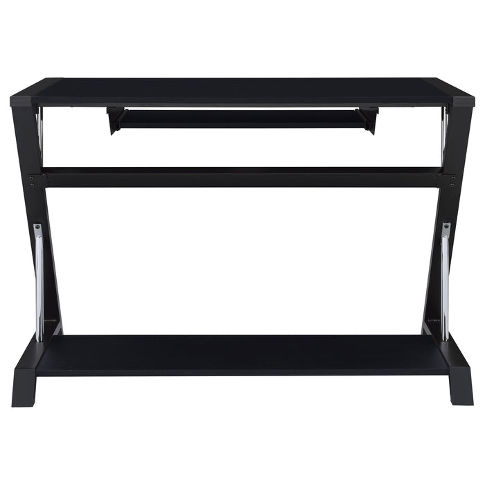 Mallet Computer Desk with Bottom Shelf Black