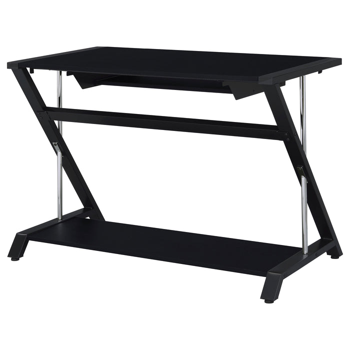 Mallet Computer Desk with Bottom Shelf Black