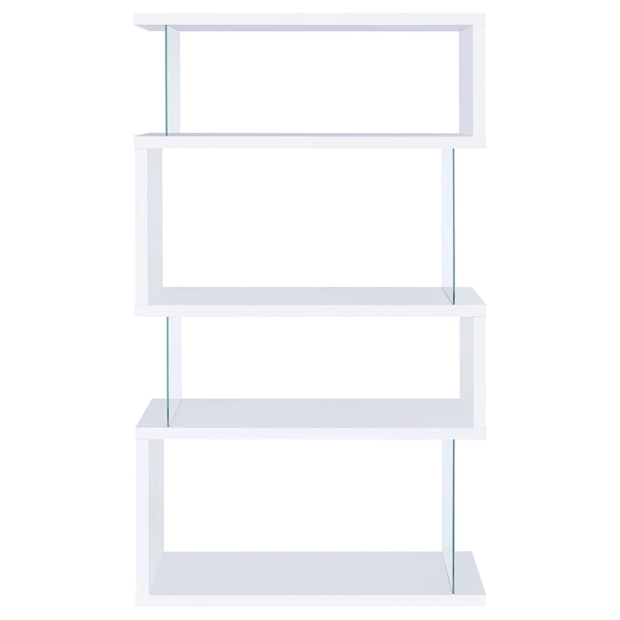 Emelle 4-tier Bookcase White and Clear