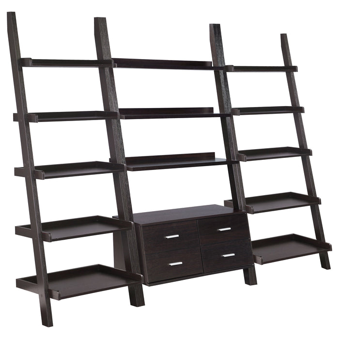 Colella 3-piece Storage Ladder Bookcase Set Cappuccino