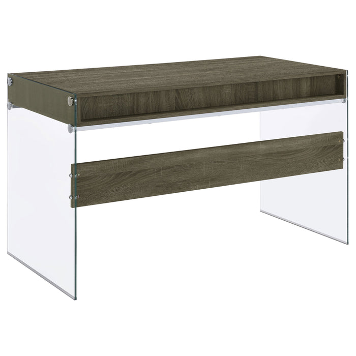 Dobrev 2-drawer Writing Desk Weathered Grey and Clear