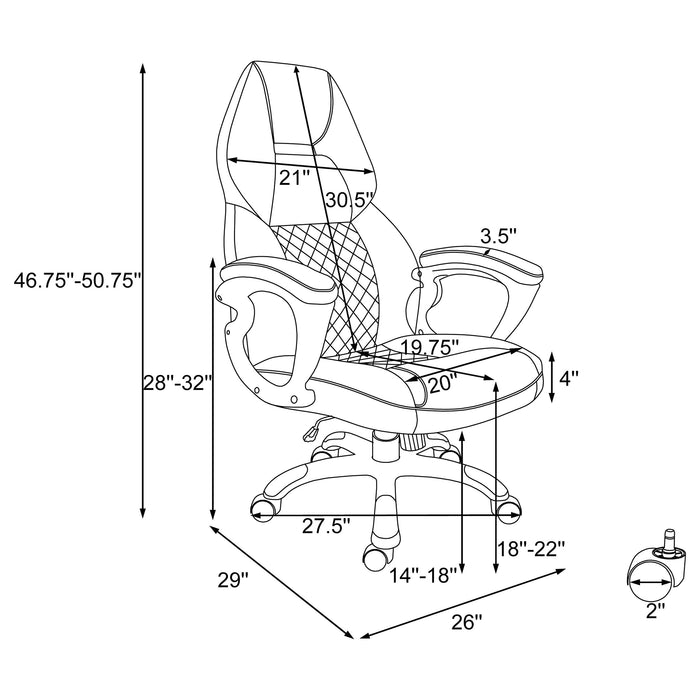 Bruce Adjustable Height Office Chair Black and Silver