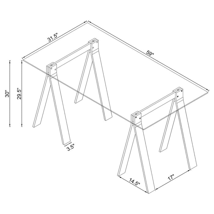 Amaturo Writing Desk with Glass Top Clear