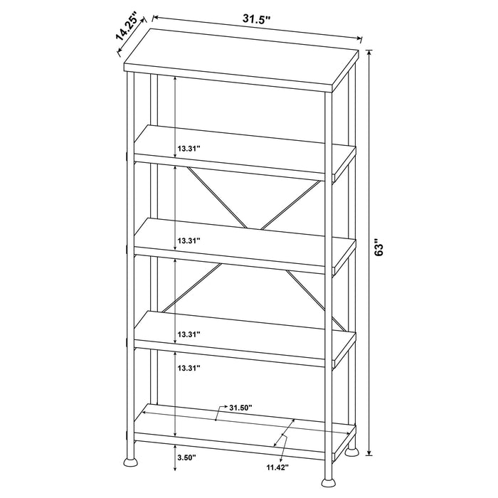 Analiese 4-shelf Bookcase Grey Driftwood