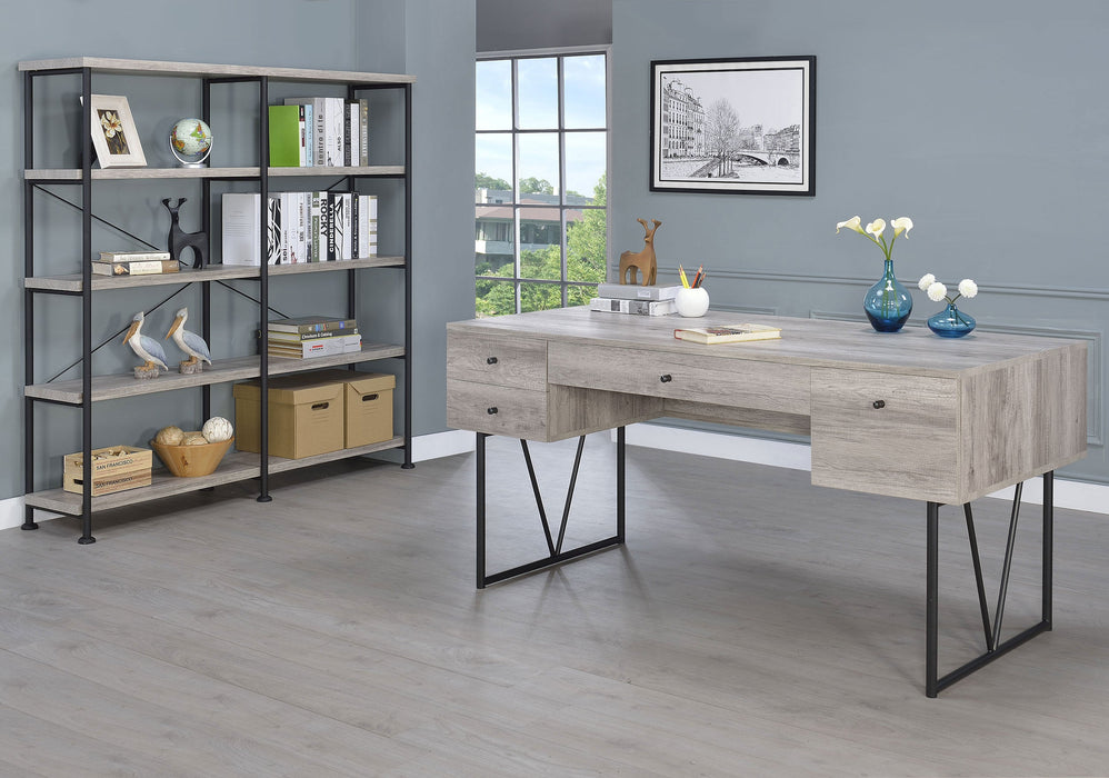 Analiese 4-drawer Writing Desk Grey Driftwood