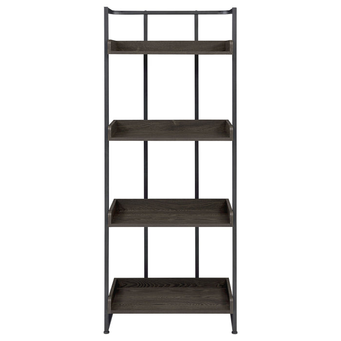 Ember 4-shelf Bookcase Dark Oak and Sandy Black