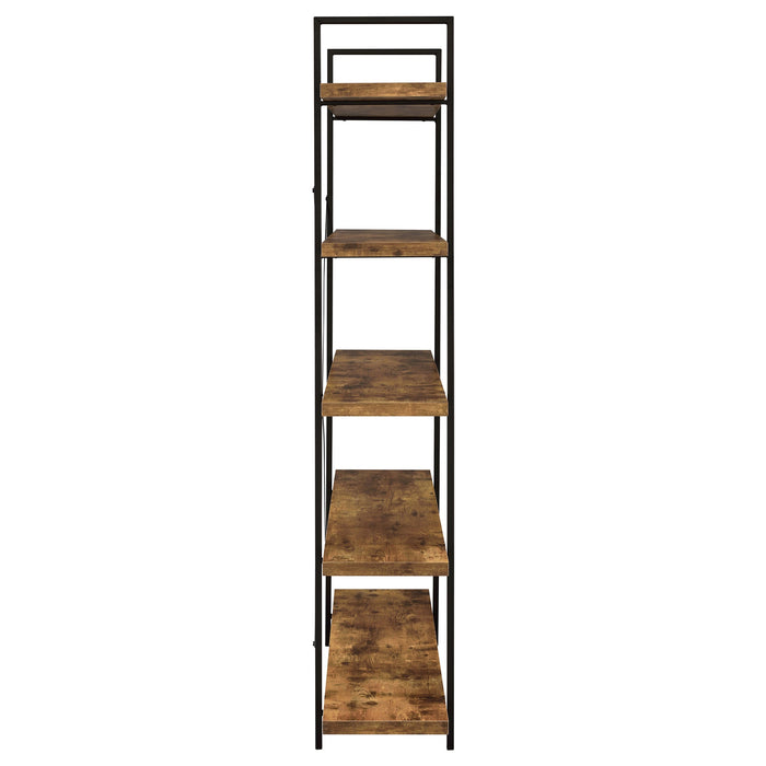 Cole 5-Shelf Bookcase Antique Nutmeg and Black