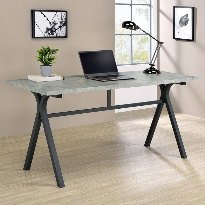 Tatum Rectangular Writing Desk Cement and Gunmetal