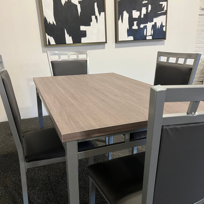 Contemporary Rectangular Dining Set with Weathered Top in Gray